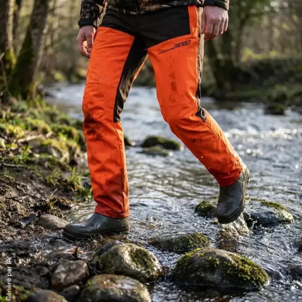 Pantalon Treeland Resist orange avec renforts anti-ronces 900D 3/5