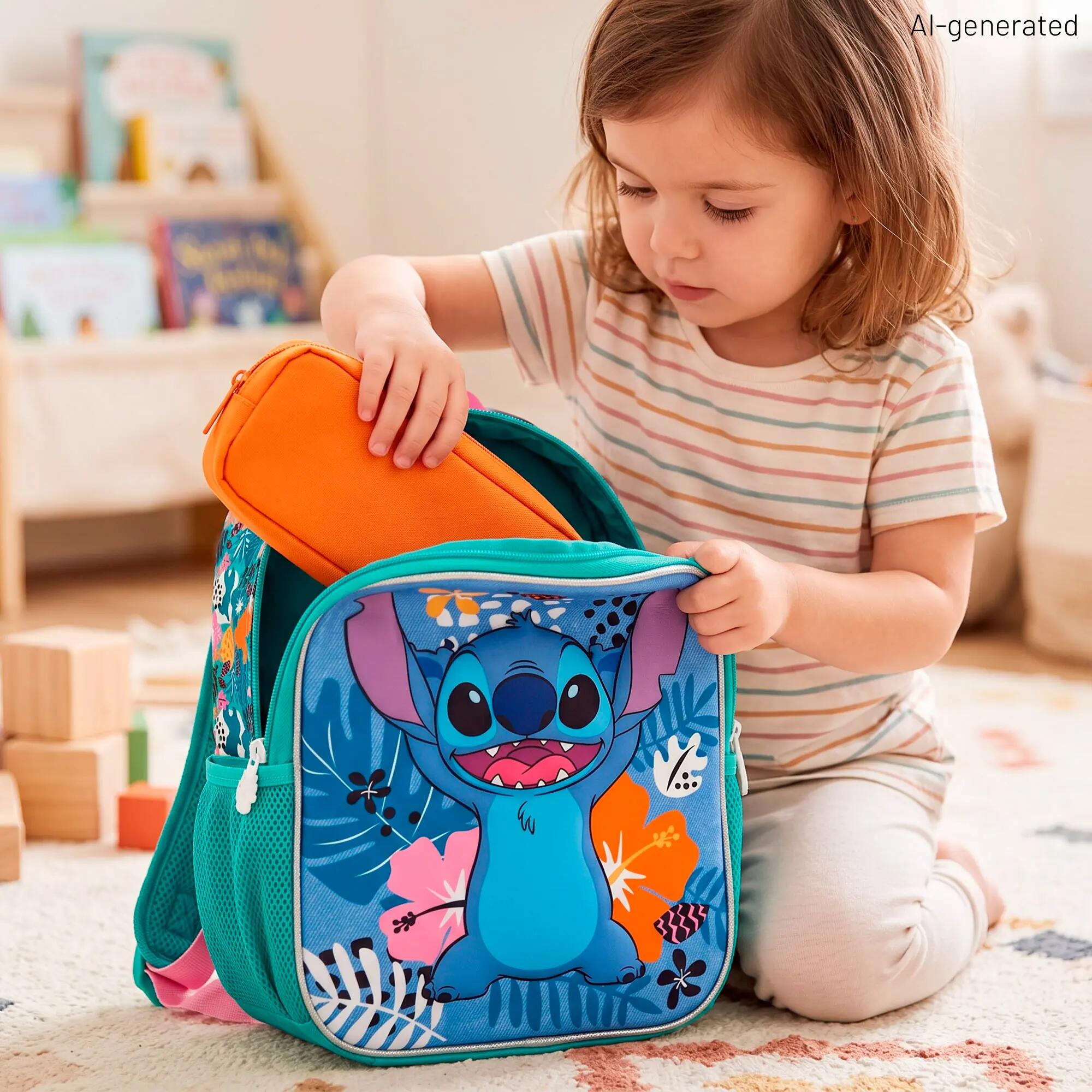 Stitch Mochila pré-escolar 3D 25x10x32 cm +3 anos 5/7