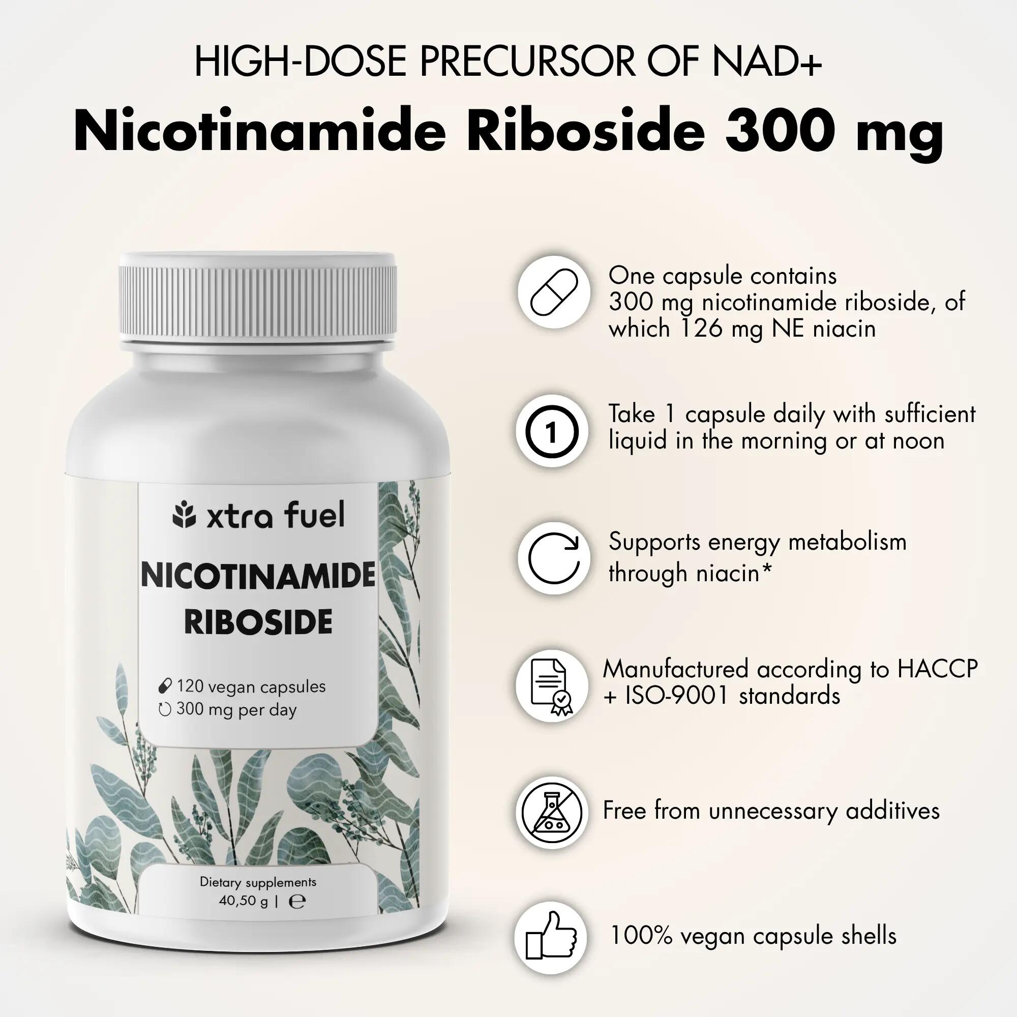 Nicotinamide riboside NR 300 mg – NAD+ precursor – 120 capsules 3/11