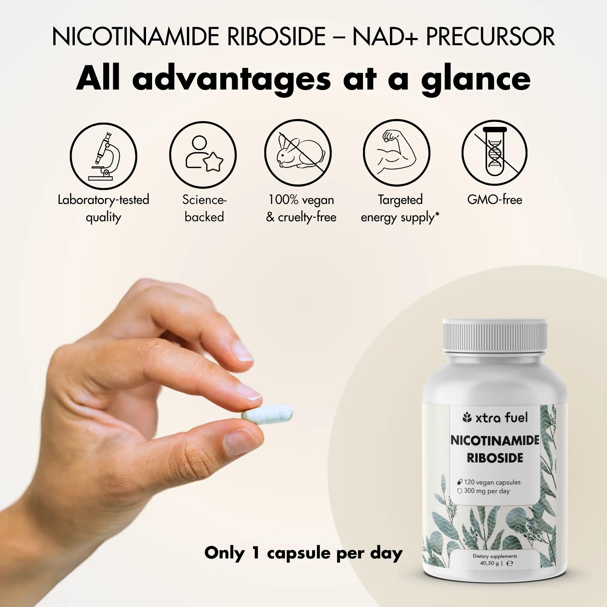 Nicotinamide riboside NR 300 mg – NAD+ precursor – 120 capsules 2/11