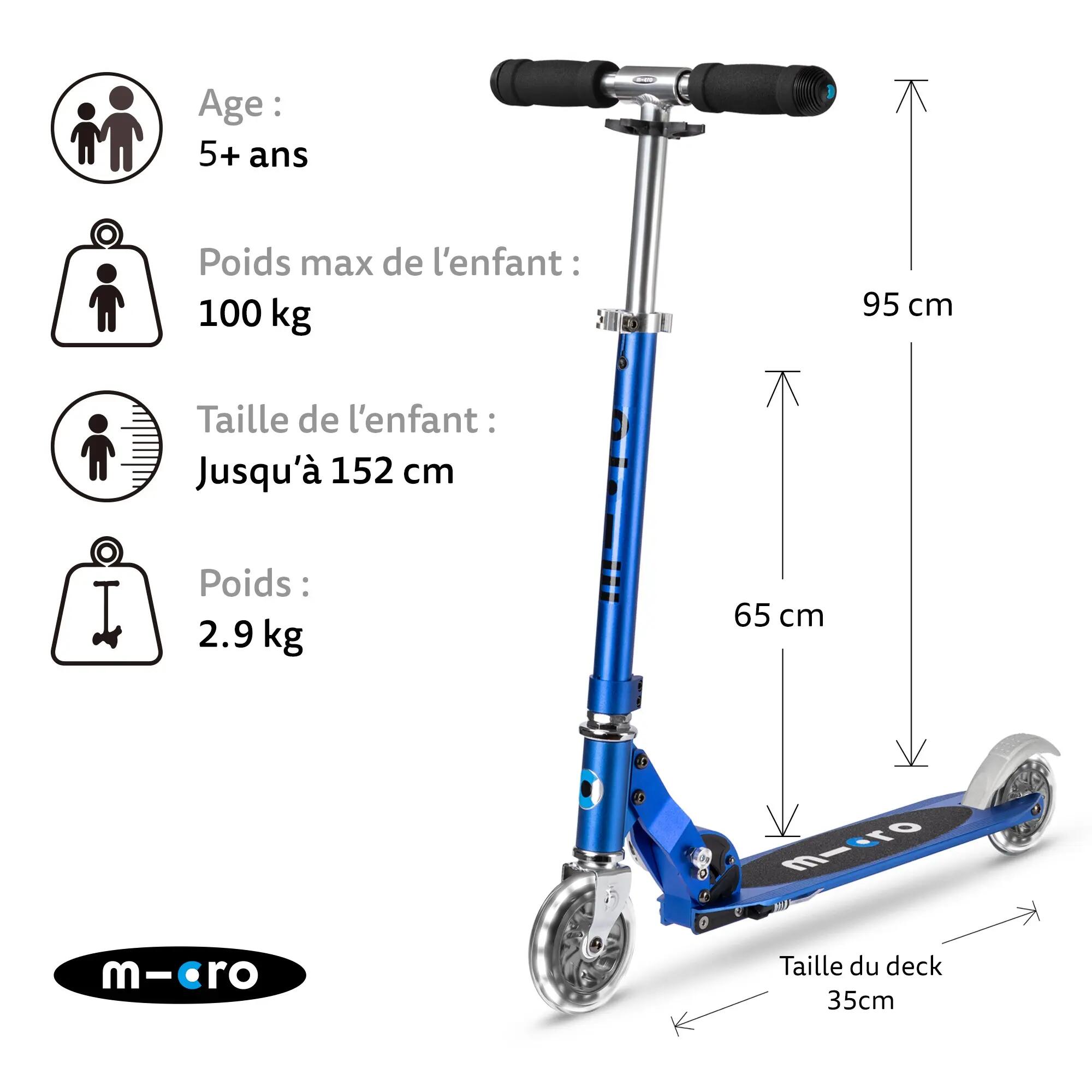 Patinete Infantil 2 Ruedas Micro Sprite LED Azul Zafiro 2/7