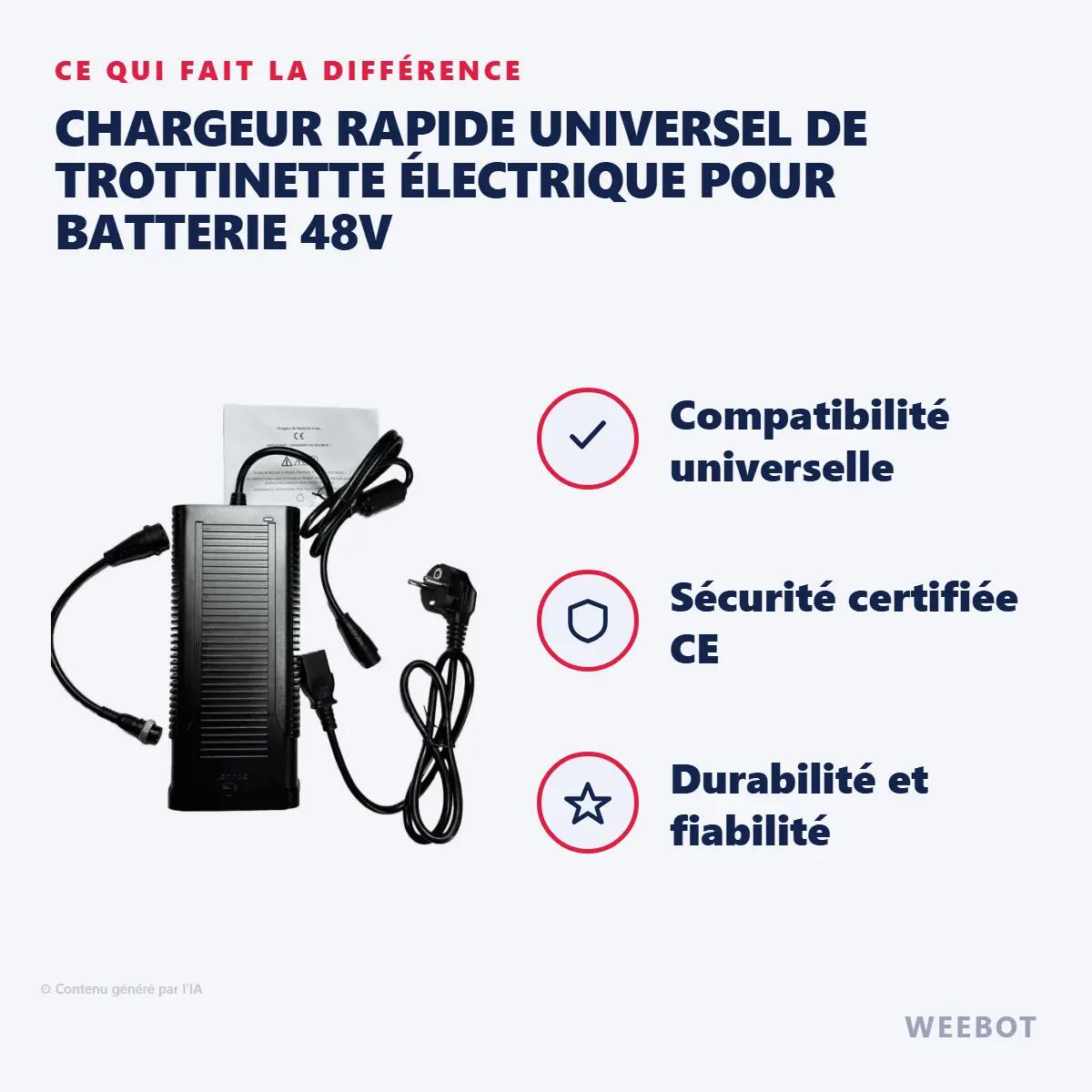 Chargeur Rapide Universel de Trottinette Électrique pour Batterie 48V 6/6
