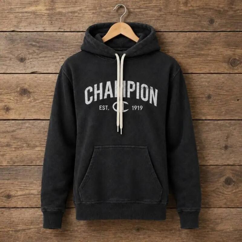 Sudadera Champion con capucha Negra 222782-KK001 Hombre 3/4