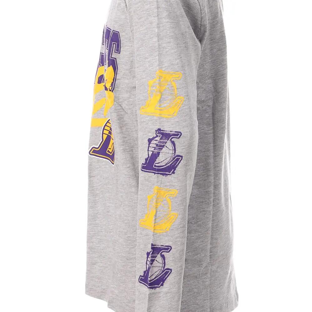 T-Shirt Maniche Lunghe NBA Lakers Grigia per Ragazzo 4/4