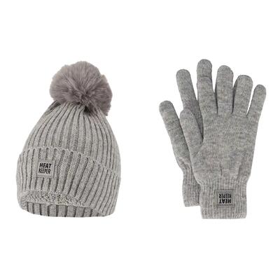 Thermo set dames handschoenen/muts grijs one size