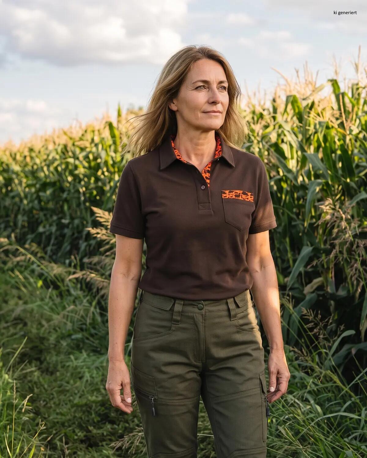 Damen Poloshirt Waldtier-Detail 5/5