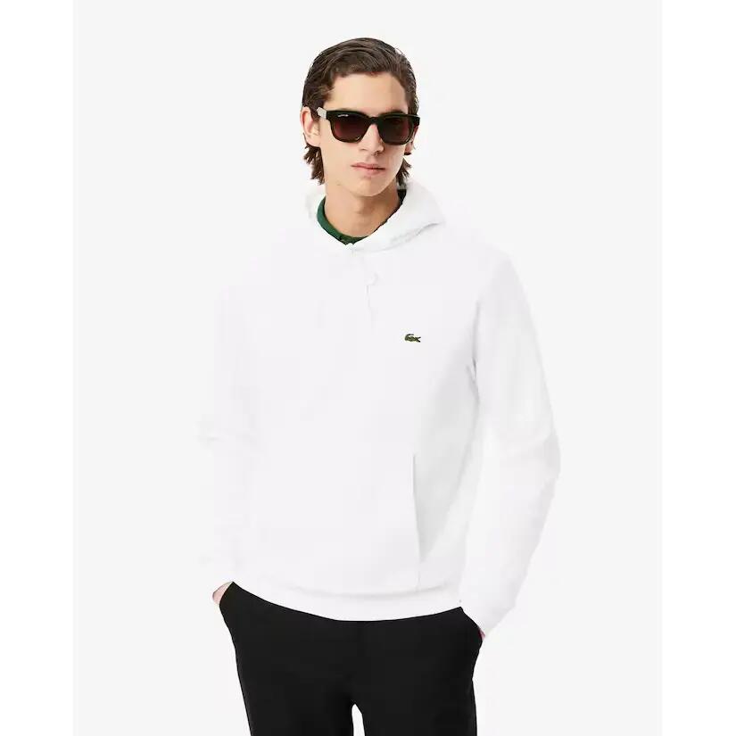 Sweatshirt Lacoste à capuche blanc en coton biologique 3/7