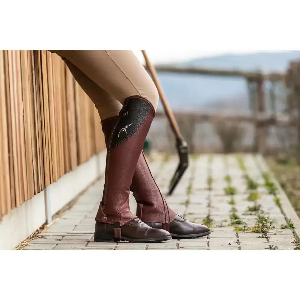 Chaps de equitación Dyon Original Cuero Marrón 3/4