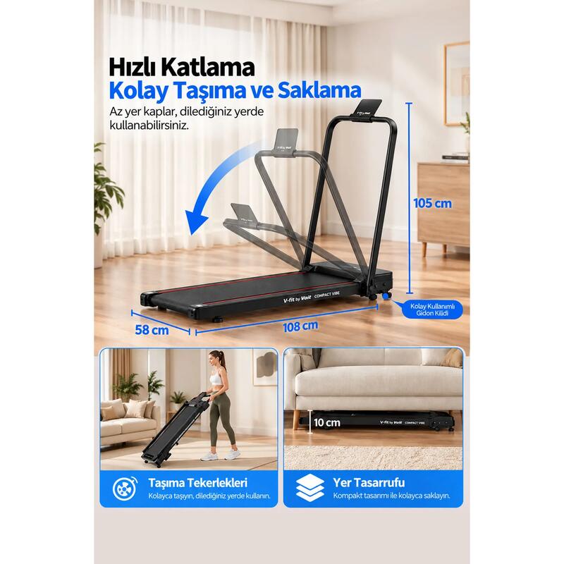 V-FIT COMPACT SLIM VIBE TITRESIMLI KOŞU BANDI