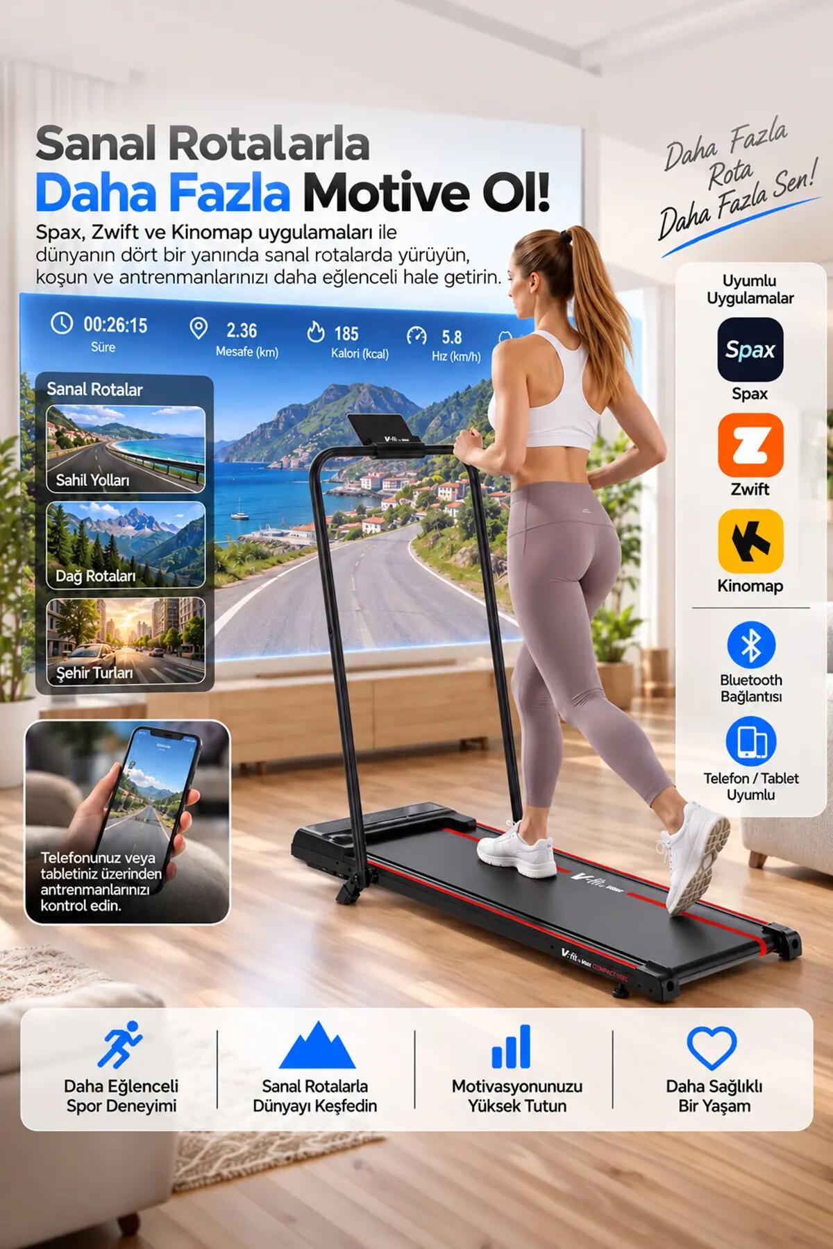 V-FIT COMPACT SLIM VIBE TITRESIMLI KOŞU BANDI 4/7