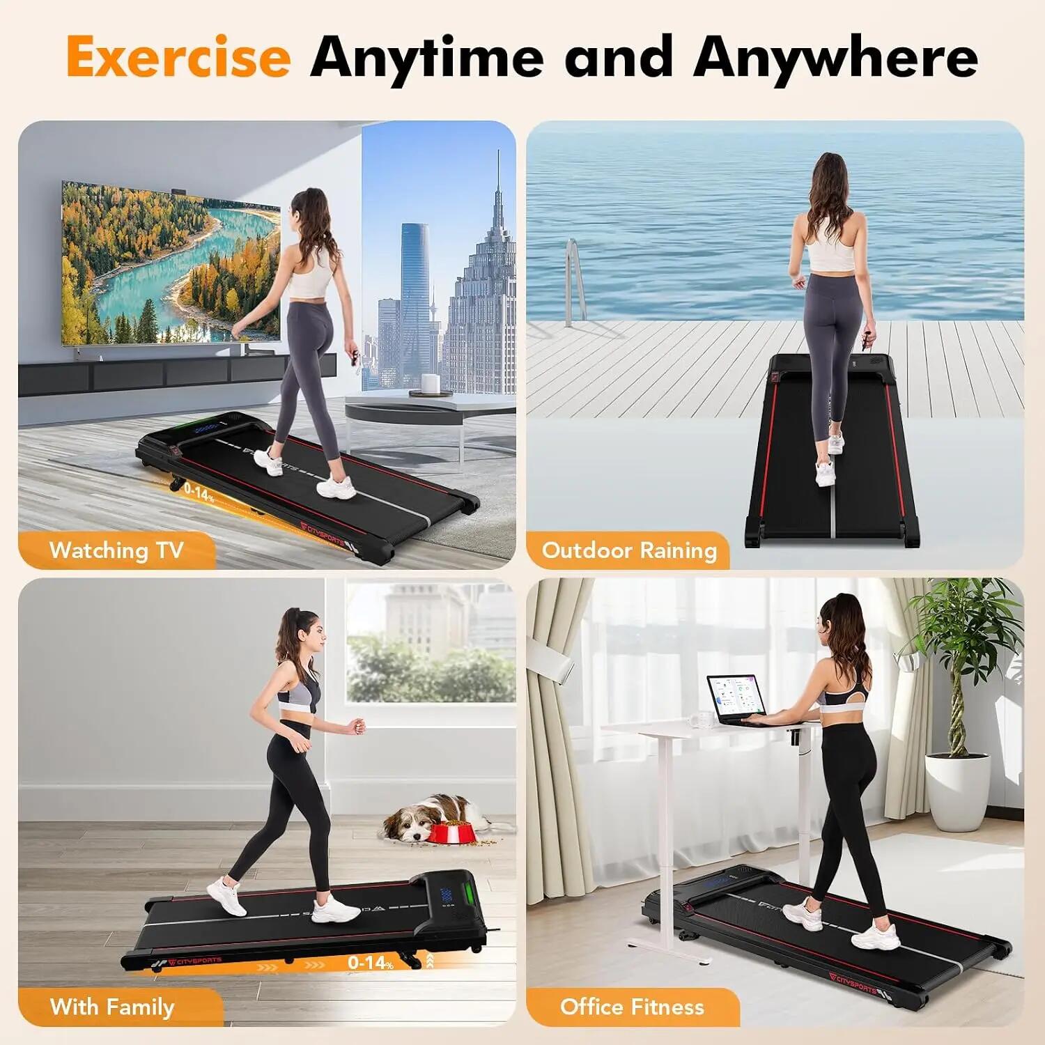 Tapis de Marche Inclinable jusqu'à 14%-3 Positions,6.0km/h,Lumière LED 6/8