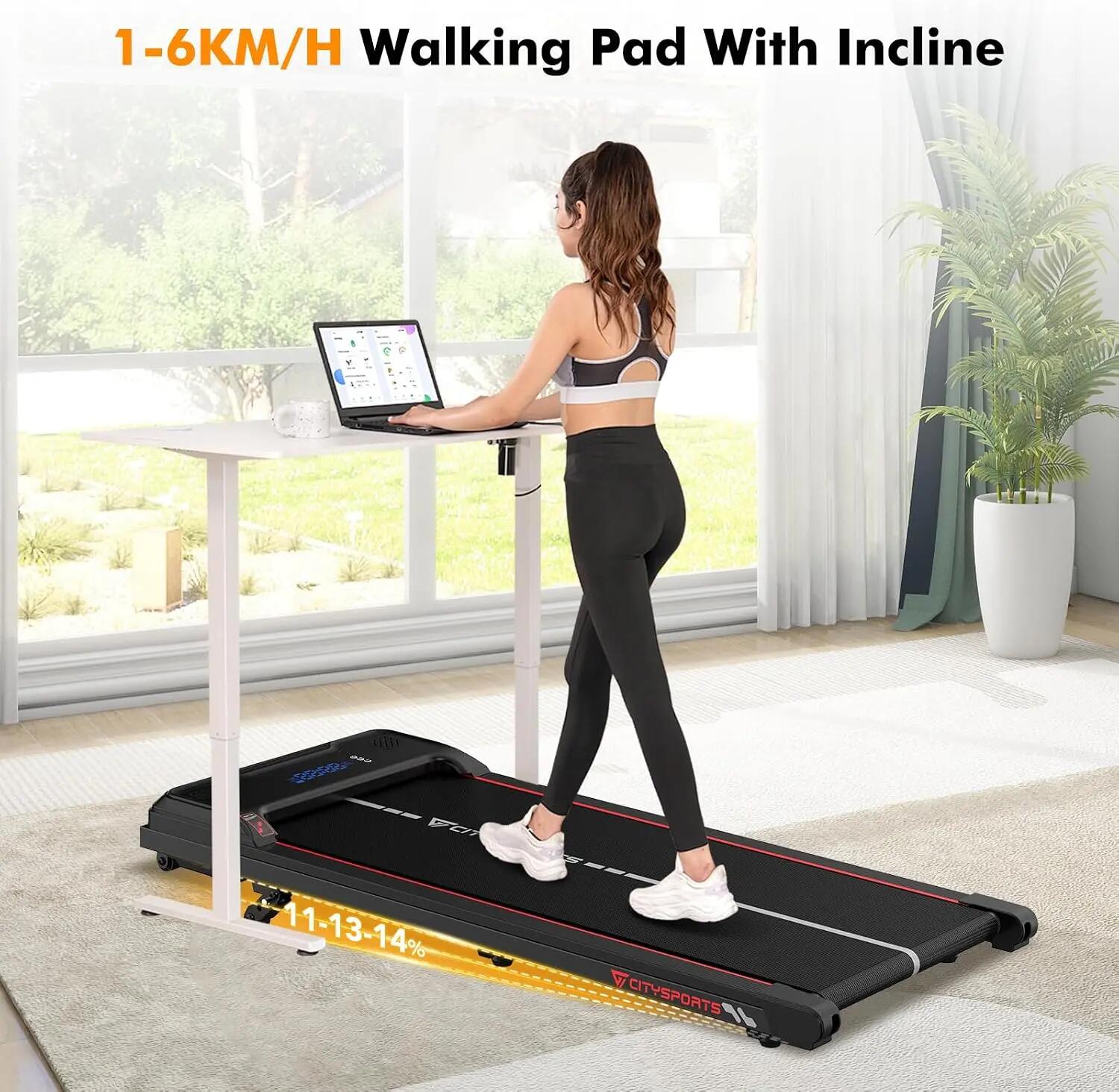 Tapis de Marche Inclinable jusqu'à 14%-3 Positions,6.0km/h,Lumière LED 3/8