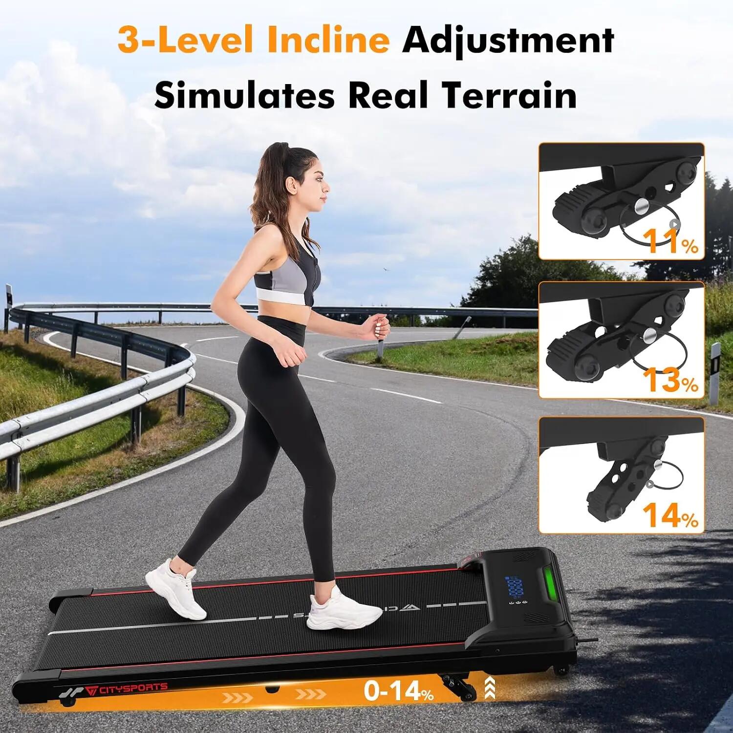 Tapis de Marche Inclinable jusqu'à 14%-3 Positions,6.0km/h,Lumière LED 2/8