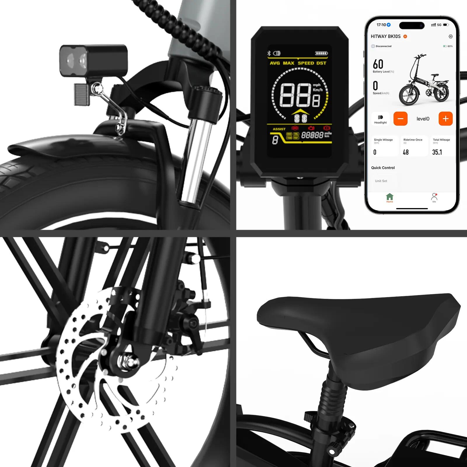 Bicicleta Elétrica Dobrável Fat Bike 20x4.0 250W Autonomia 120KM BK10S1 4/6