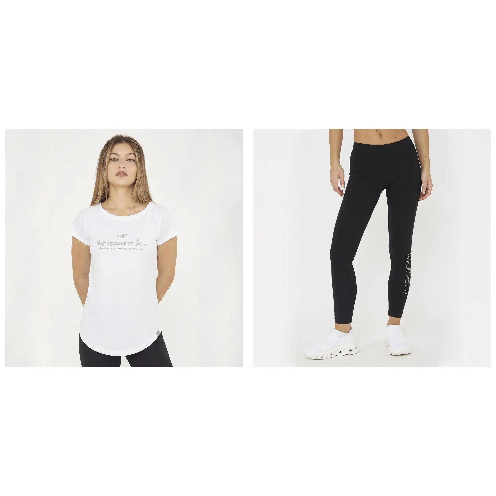 Completo t-shirt e leggings donna Cillene + Levery Bianco / Nero 1/8