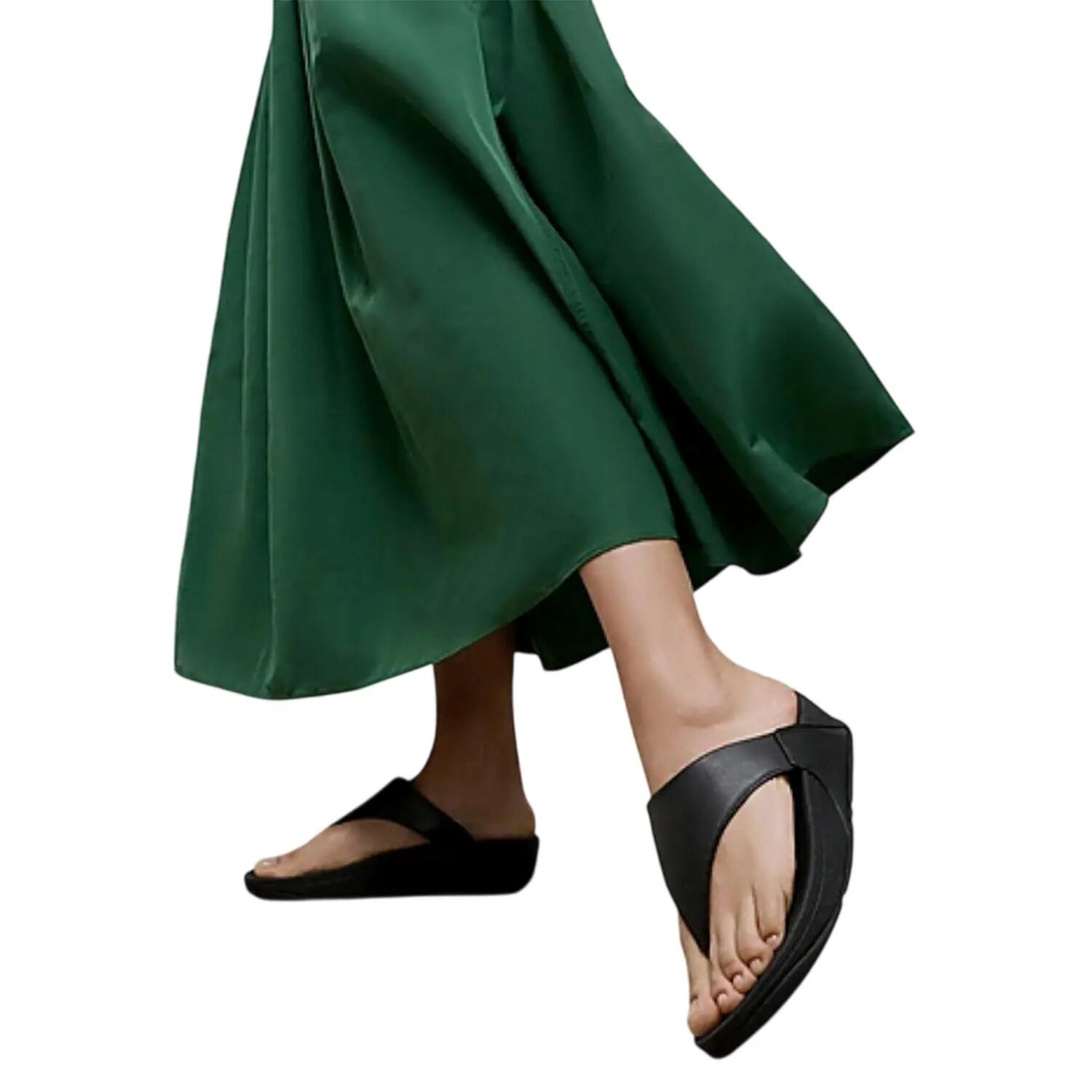 Leren teenslippers voor dames (Zwart) 4/4