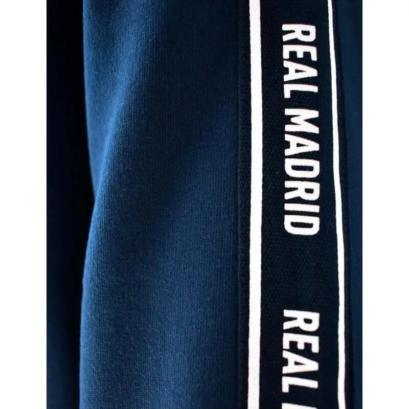 Bluza z kapturem Real Madrid dla dzieci z zamkiem błyskawicznym, ciemnoniebieska 3/4
