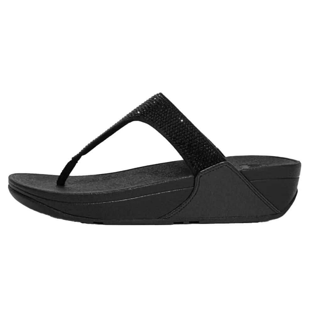 Lulusandalen met teenslippers voor dames (Allemaal zwart) 2/5