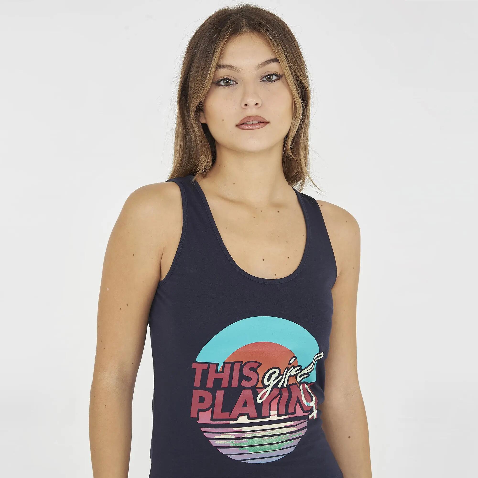 Set tanktop en legging dames Fepla + Mavery Marineblauw 6/8