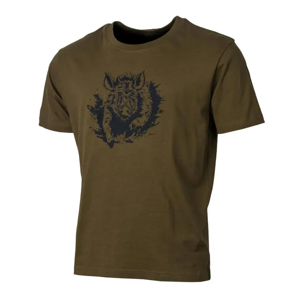 T-shirt Sanglier Coton Imprimé - Couleur Kaki 2/5