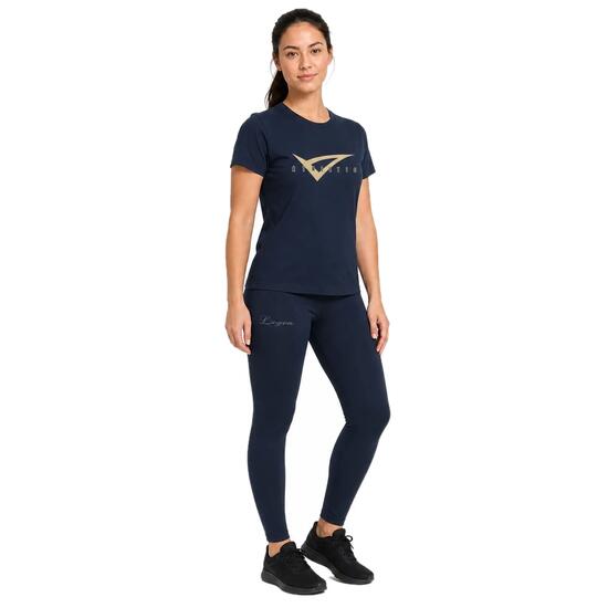 Ensemble t-shirt et legging femme Move + Mavery Bleu marine / Sable