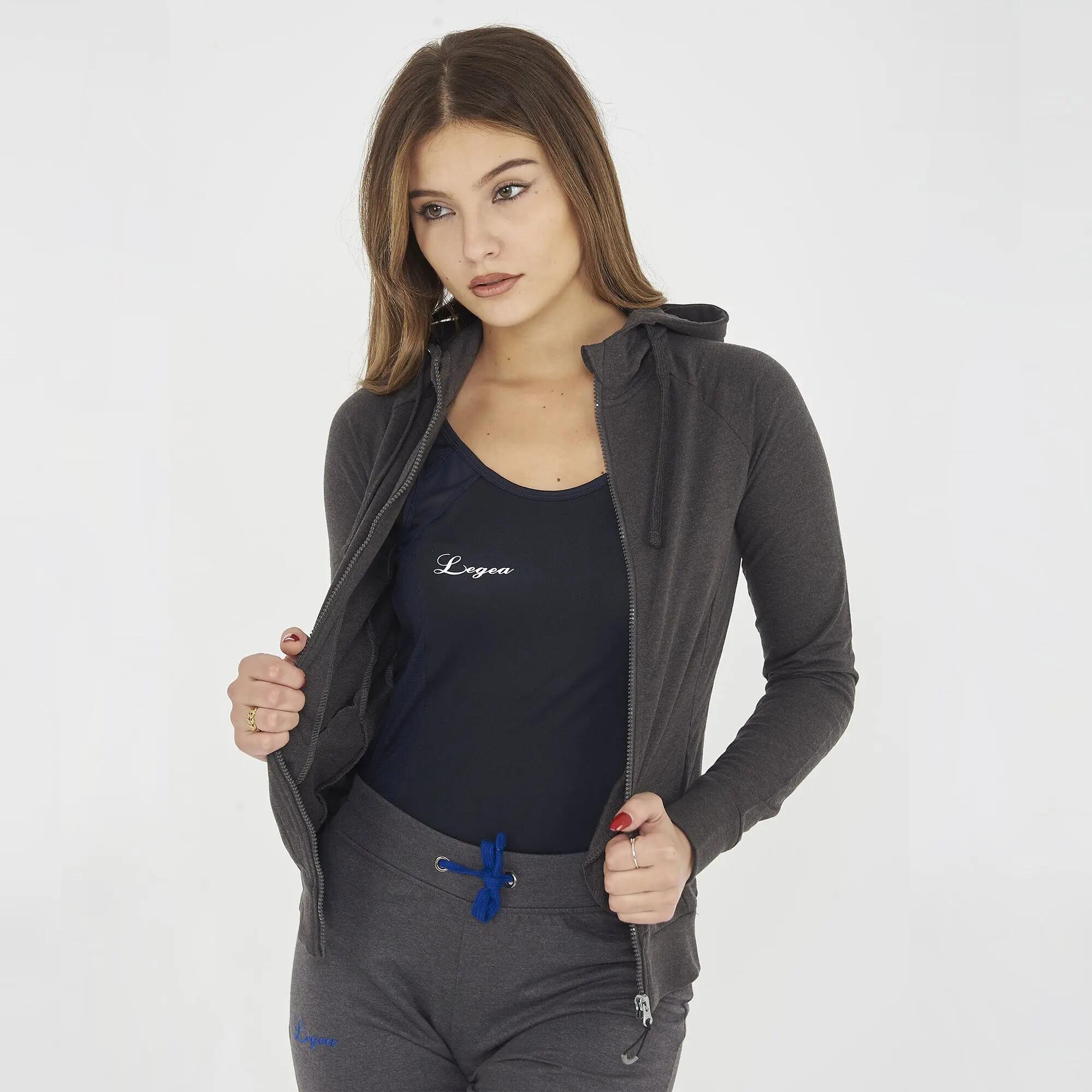 Completo felpa e leggings donna Dair + Levery Grigio melange scuro / Blu 6/8