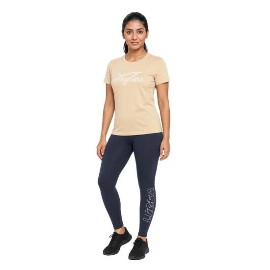 Ensemble t-shirt et legging femme Invincible + Levery Sable / Bleu marine