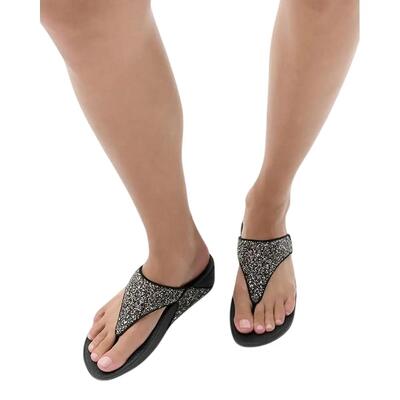 Glittersandalen met teenband voor dames (zwart)