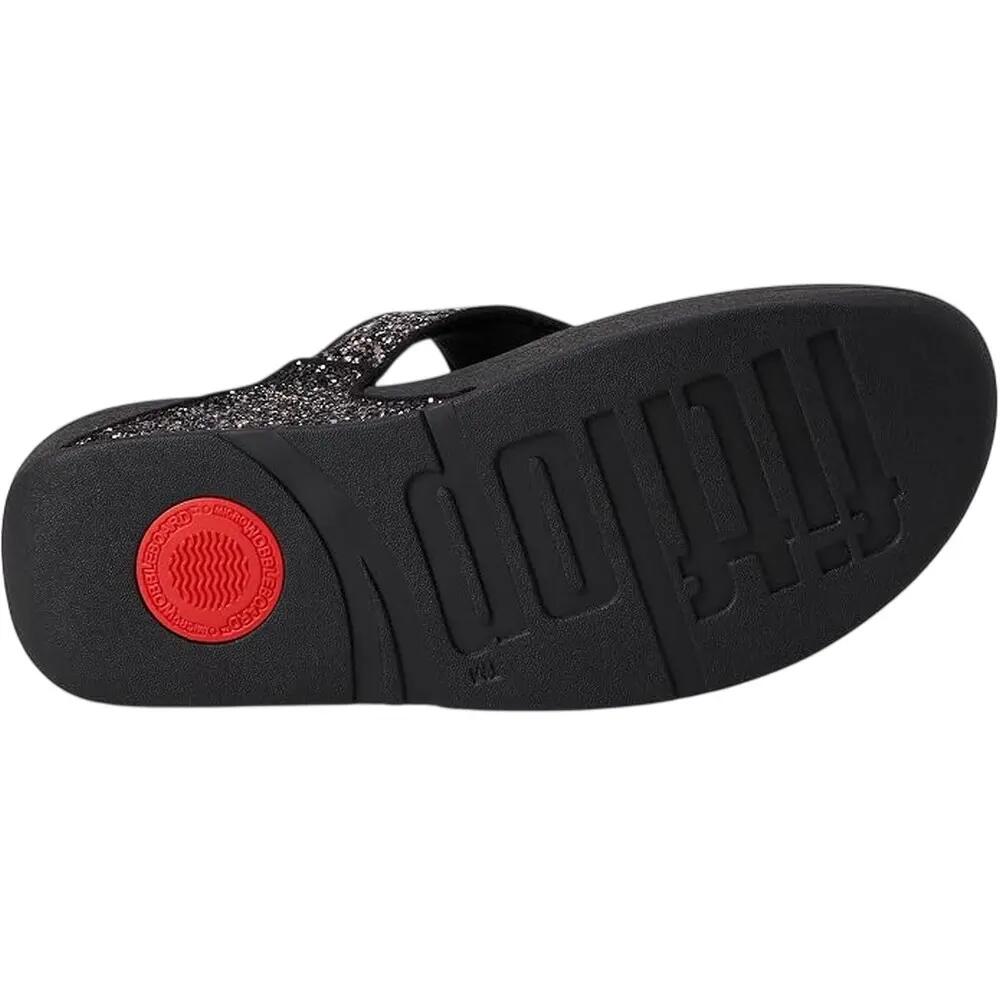 Glittersandalen met teenband voor dames (Zwart) 6/6