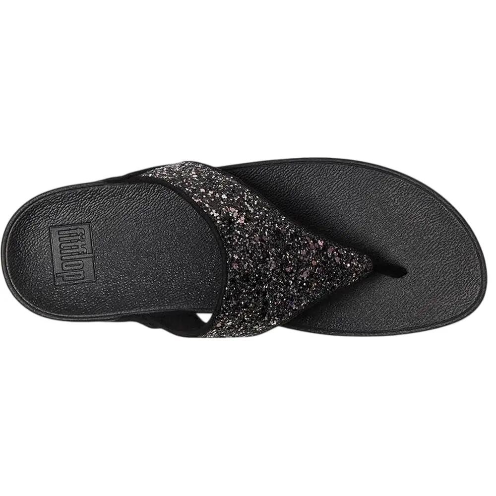Glittersandalen met teenband voor dames (Zwart) 5/6