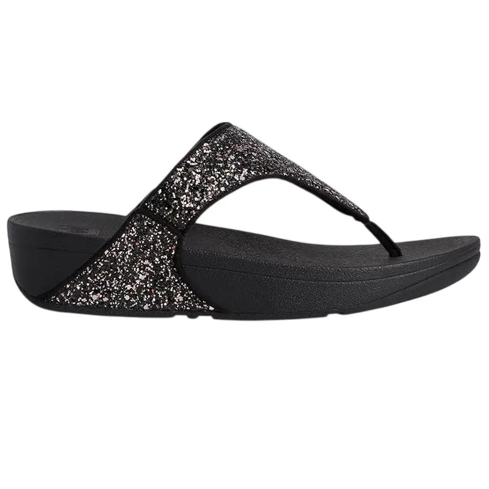 Glittersandalen met teenband voor dames (Zwart) 2/6