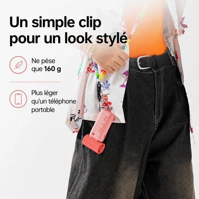 Ventilateur portable JisuLife 9 rose 2/4
