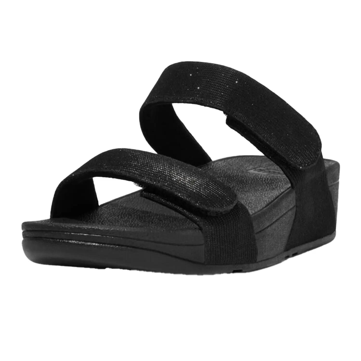 Lulu verstelbare leren slippers voor dames (Allemaal zwart) 5/5