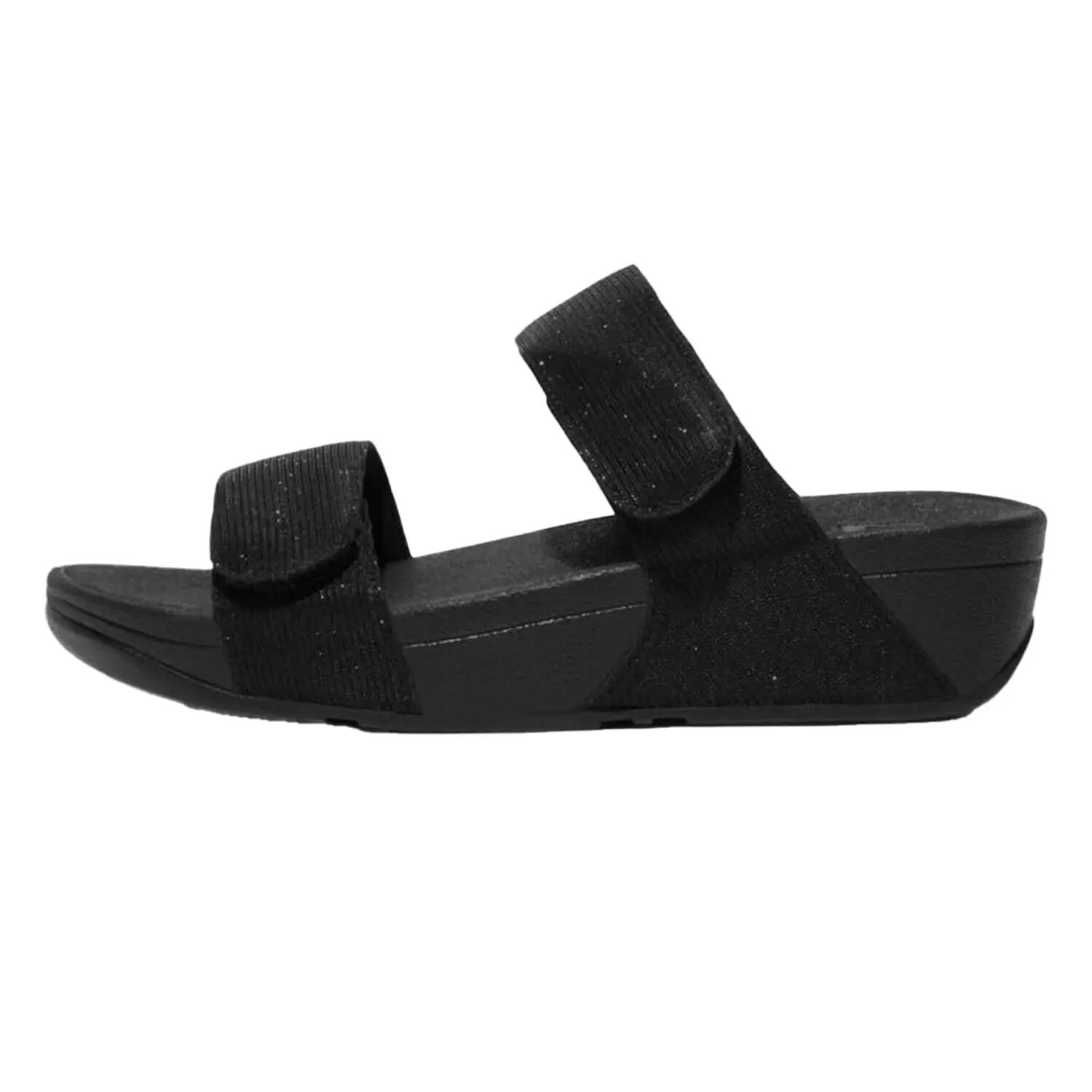 Lulu verstelbare leren slippers voor dames (Allemaal zwart) 2/5