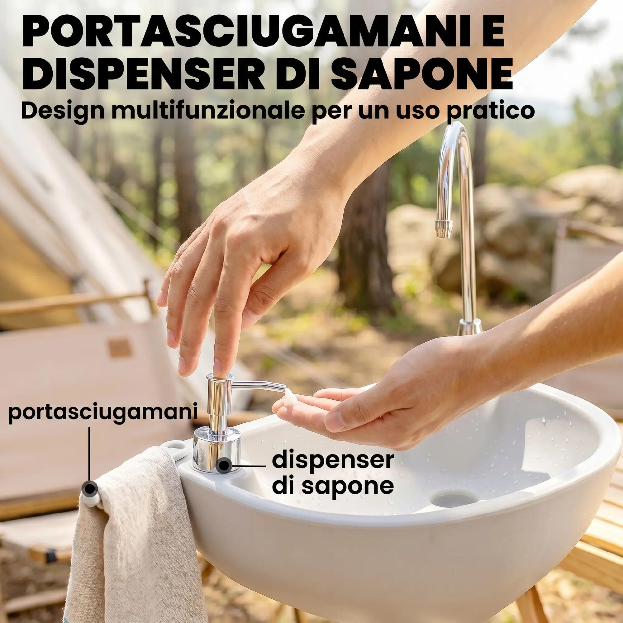 Évier de camping portable avec 2 roues, réservoir d'eau de 17 L et réservoir de 9/9