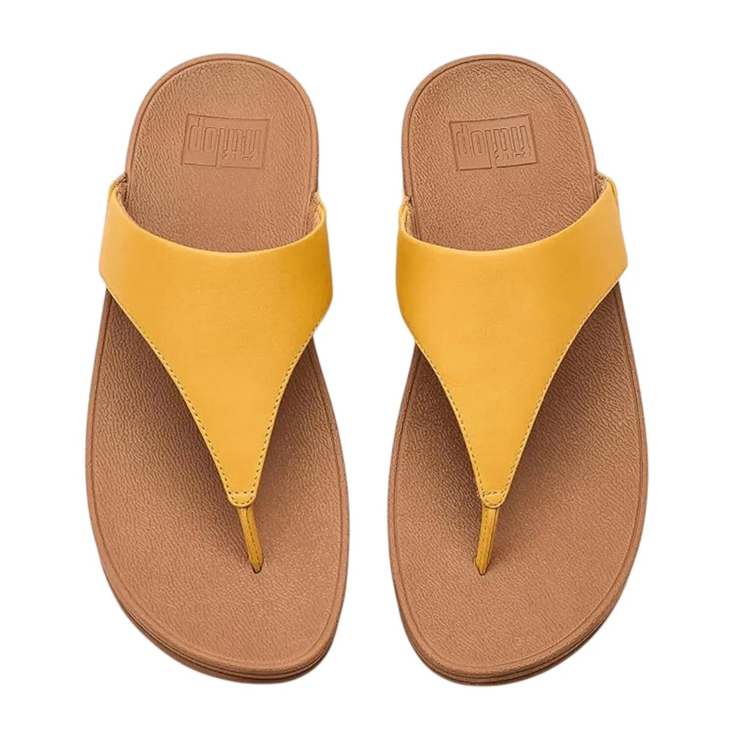 Leren teenslippers voor dames (Kurkuma) 3/4