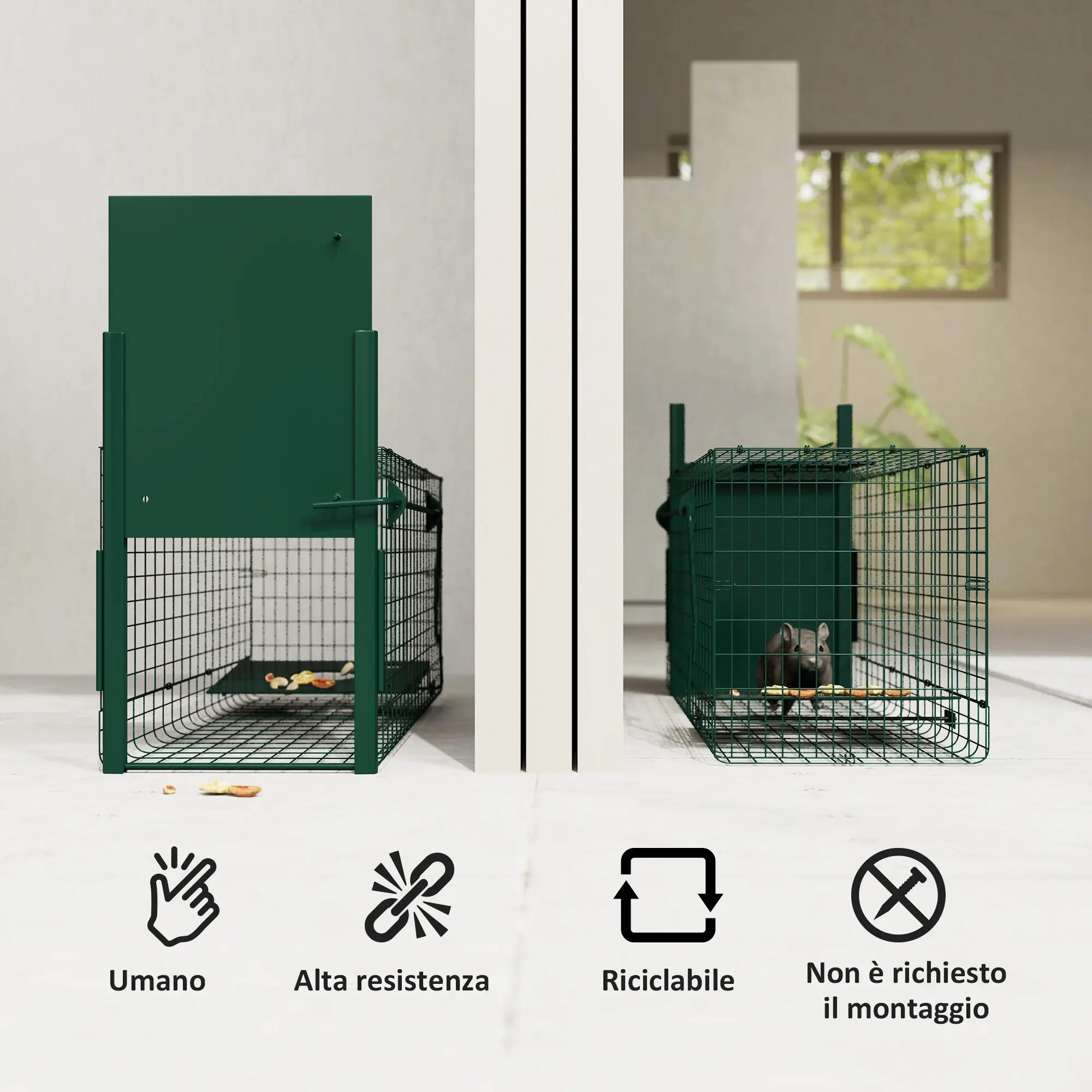 Cage-piège pour petits animaux avec une porte et une poignée, 80 x 25 x 30 cm, v 7/9