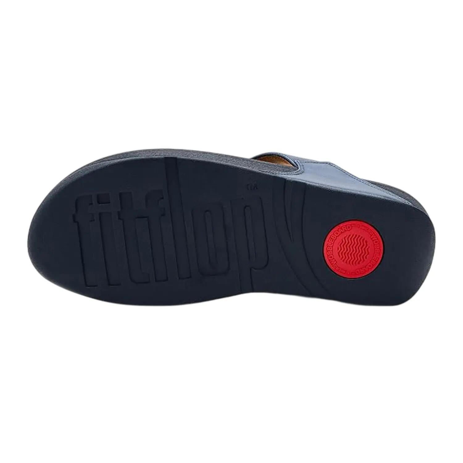 Leren teenslippers voor dames (Cosmic Blue Metallic) 4/4