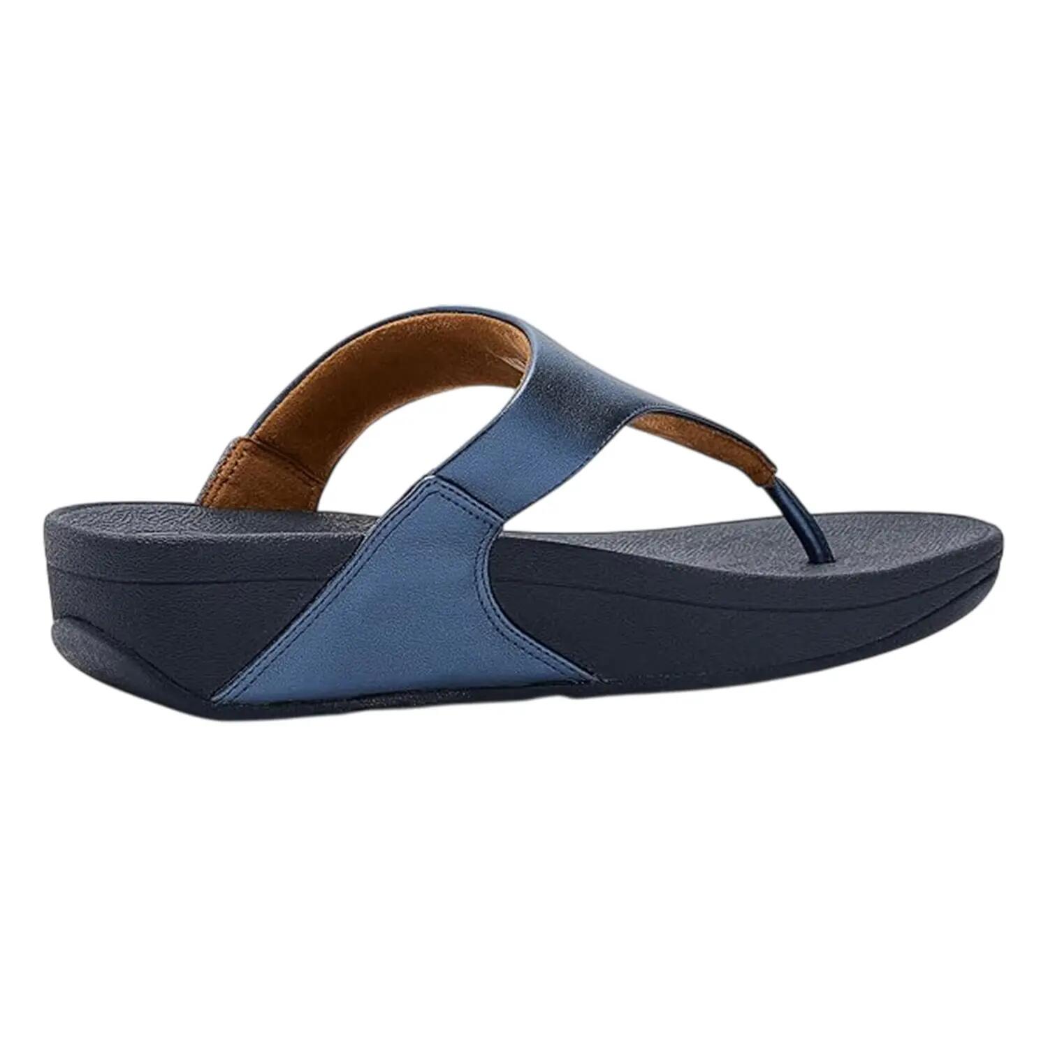 Leren teenslippers voor dames (Cosmic Blue Metallic) 2/4
