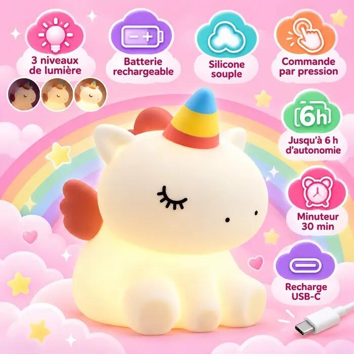 Veilleuse en silicone Licorne 5/6