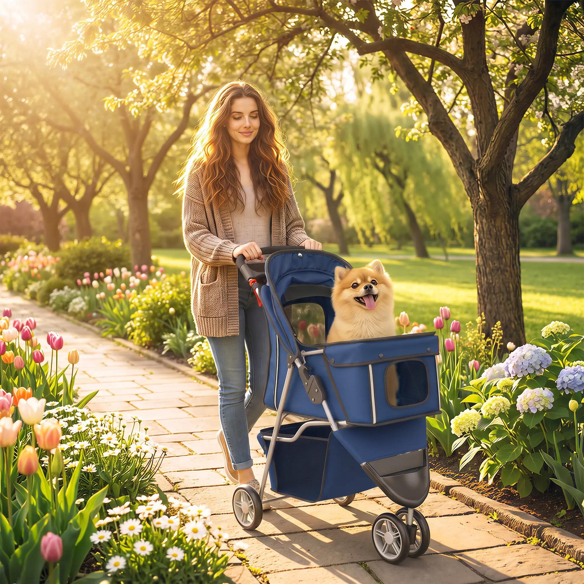 Carrinho para cães 77x44x102 cm azul-escuro PawHut 8/9