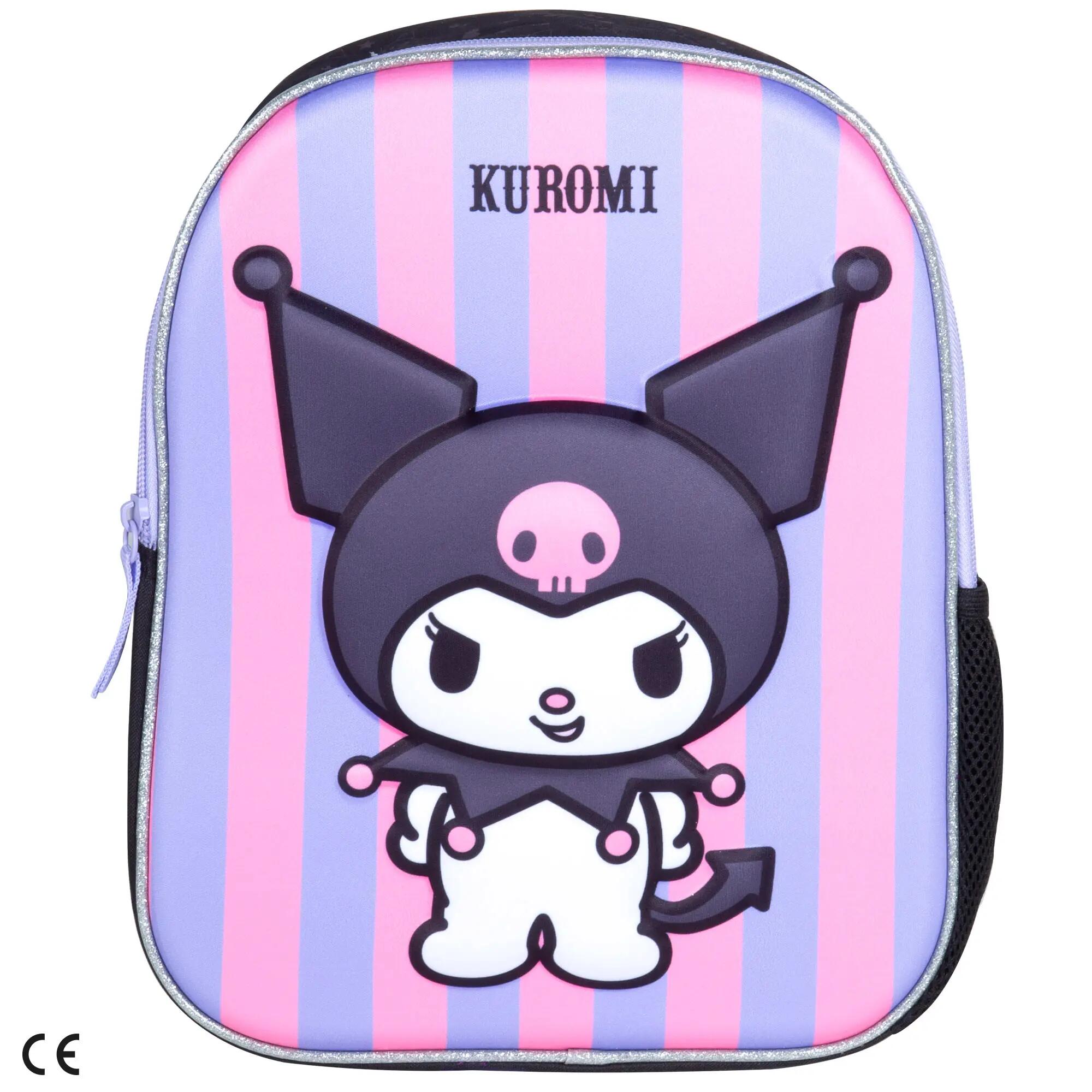 Kuromi Mochila pré-escolar 3D 25x10x32 cm + 3 anos 7/7
