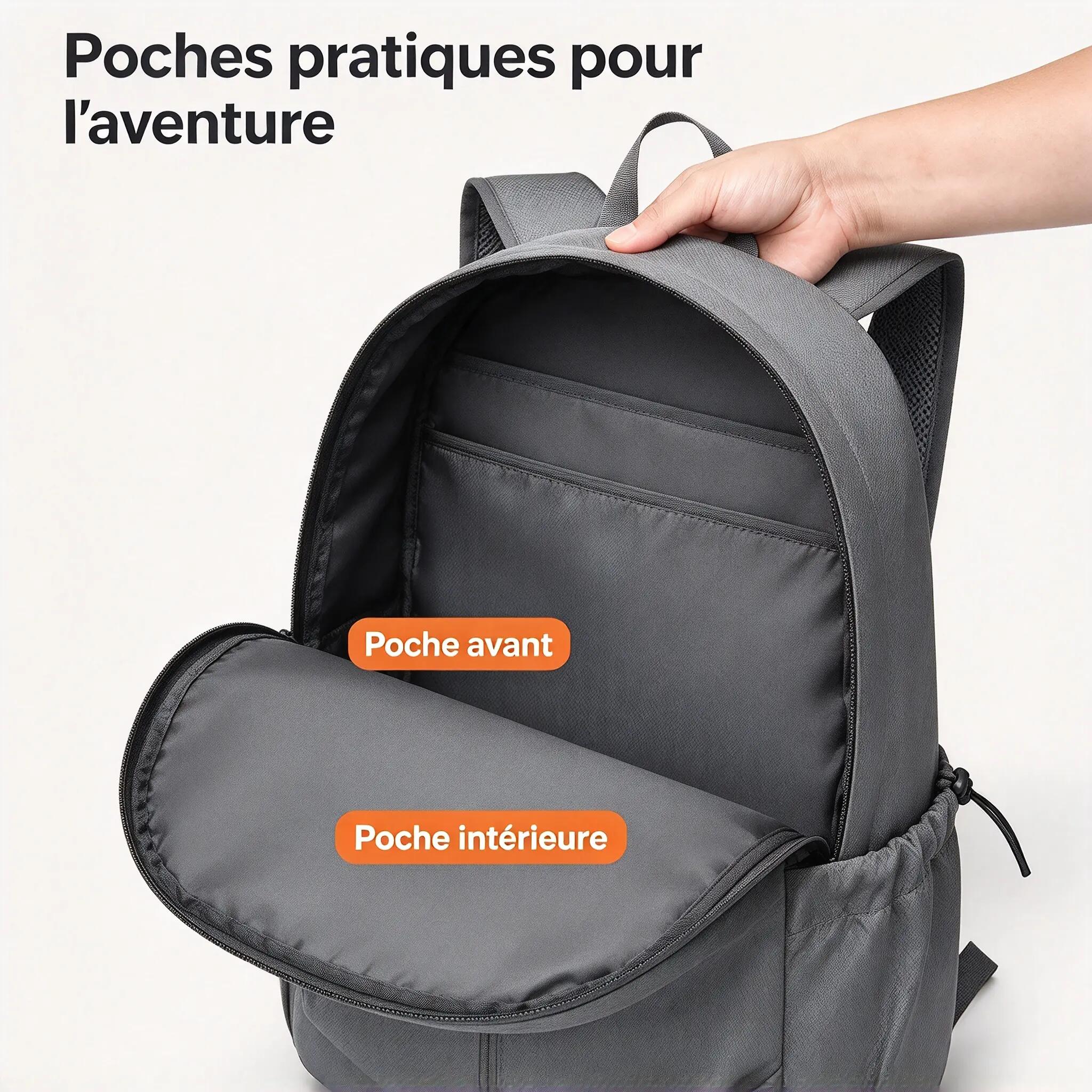 Sac à dos léger pliable, idéal sport, quotidien et voyages. 3/7