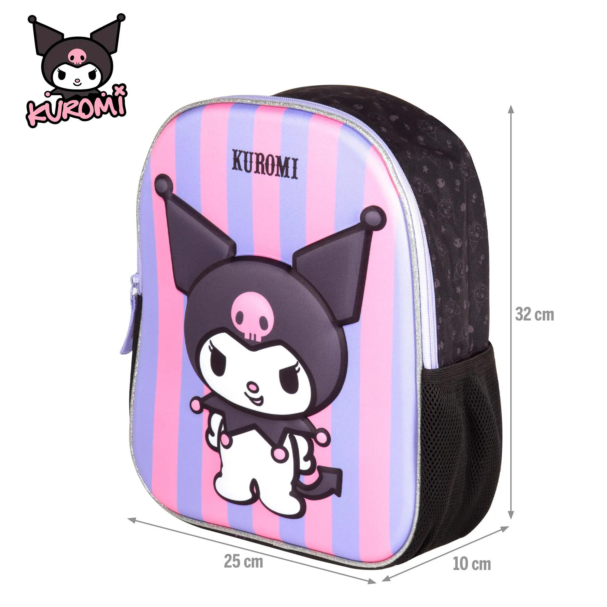 Kuromi Mochila pré-escolar 3D 25x10x32 cm + 3 anos 4/7