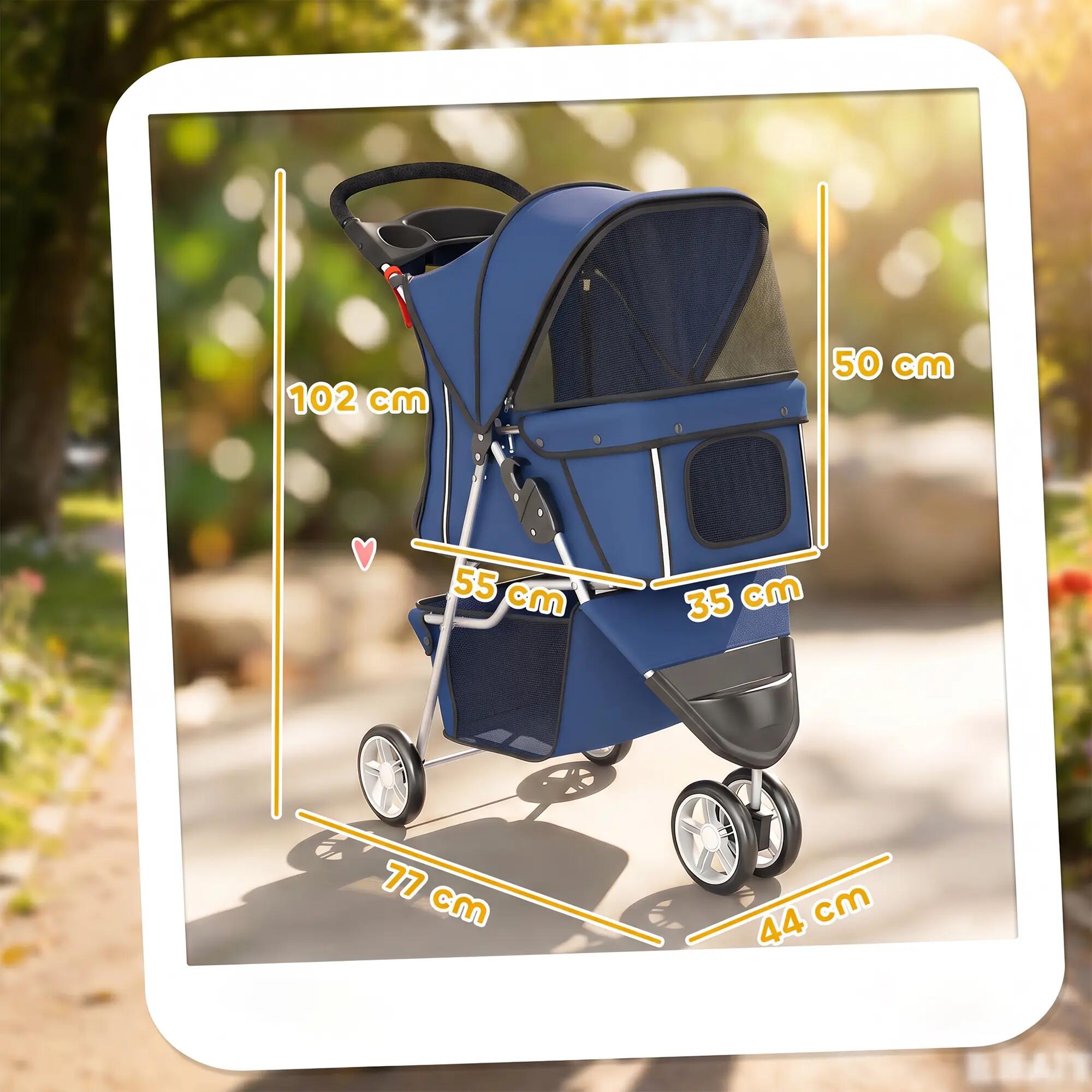 Carrinho para cães 77x44x102 cm azul-escuro PawHut 3/9