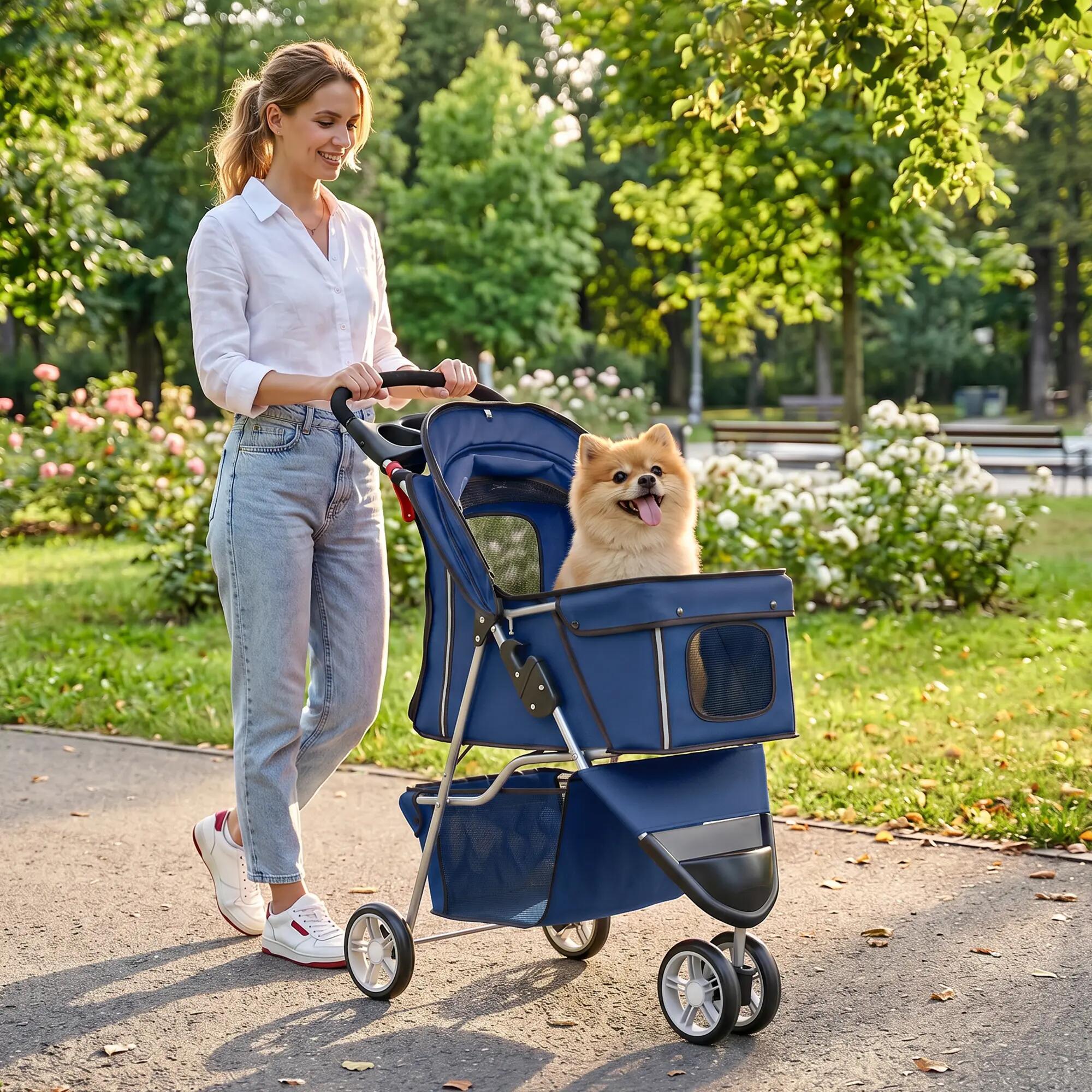 Carrinho para cães 77x44x102 cm azul-escuro PawHut 2/9