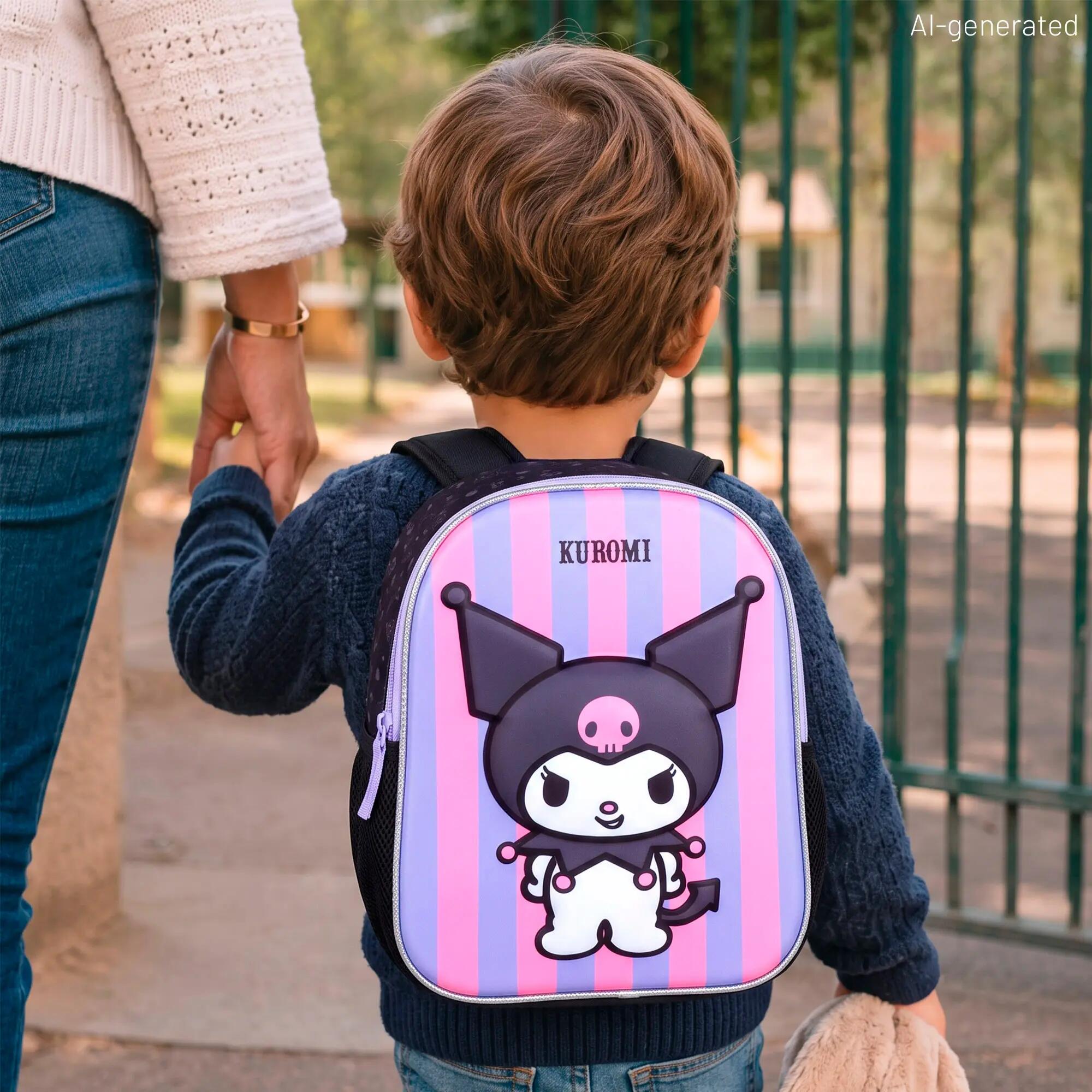 Kuromi Mochila pré-escolar 3D 25x10x32 cm + 3 anos 2/7