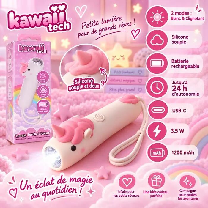 Lampe torche silicone Licorne 4/7