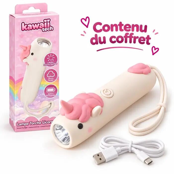 Lampe torche silicone Licorne 2/7