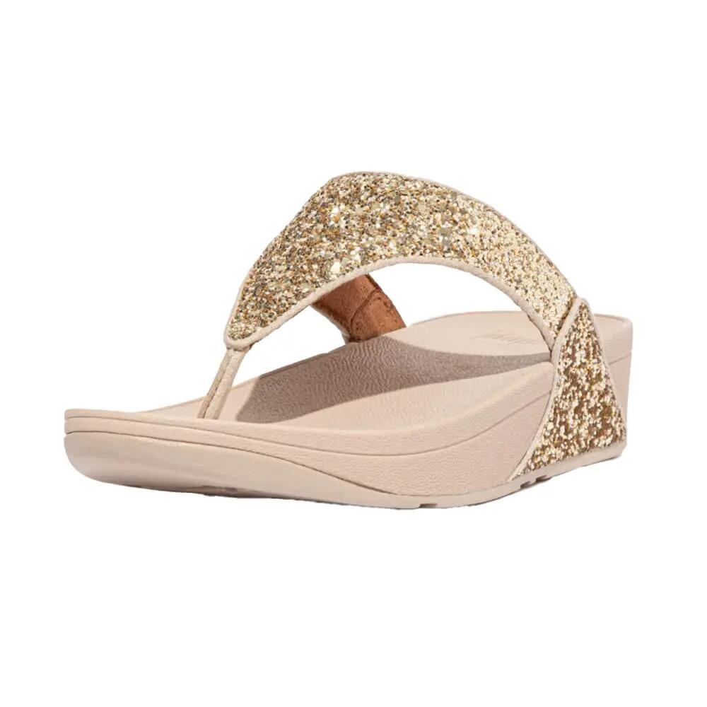 Lulusandalen met glitters en teenslippers voor dames (Platino) 5/5